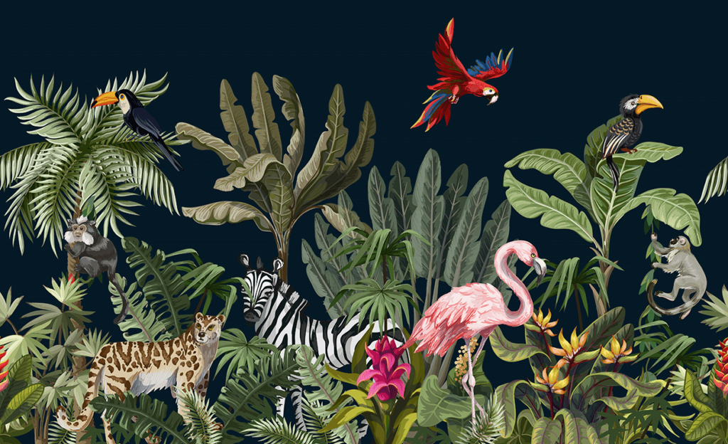 Fotobehang Woonkamer Animal jungle