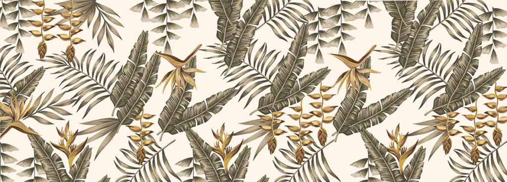Fotobehang Woonkamer Leaves with a tint of gold