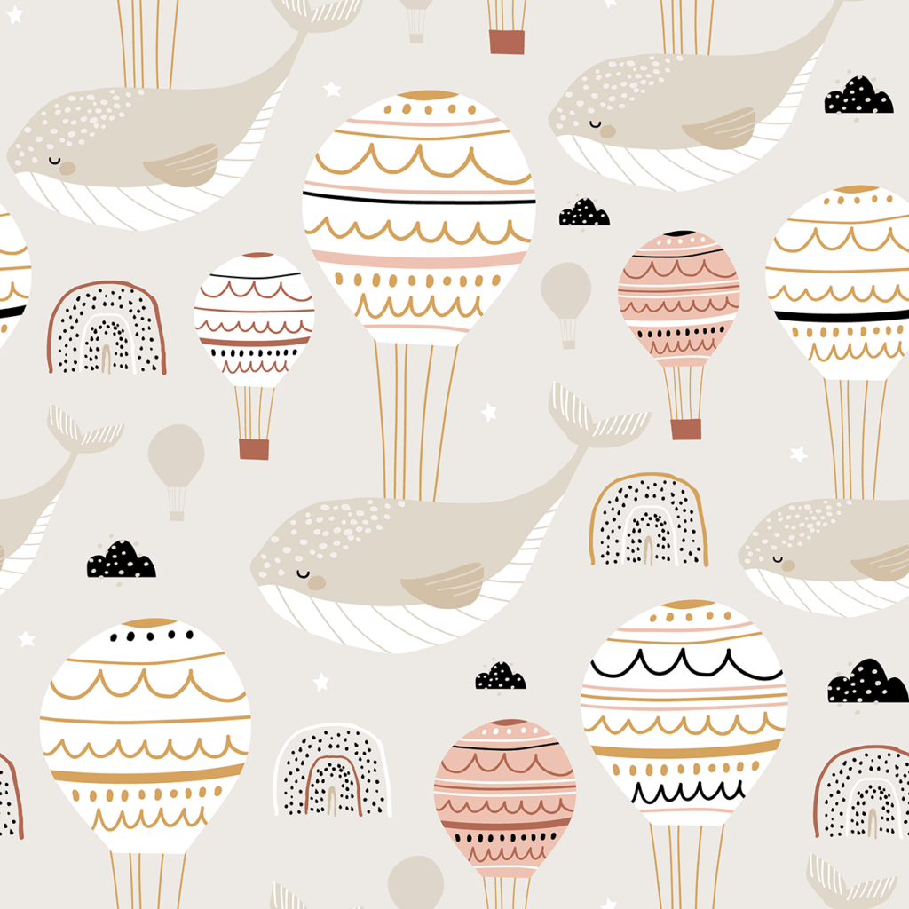 Fotobehang Kinderkamer Balloon flight whale