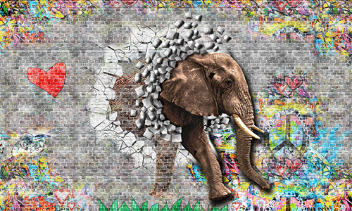 Olifant door de muur