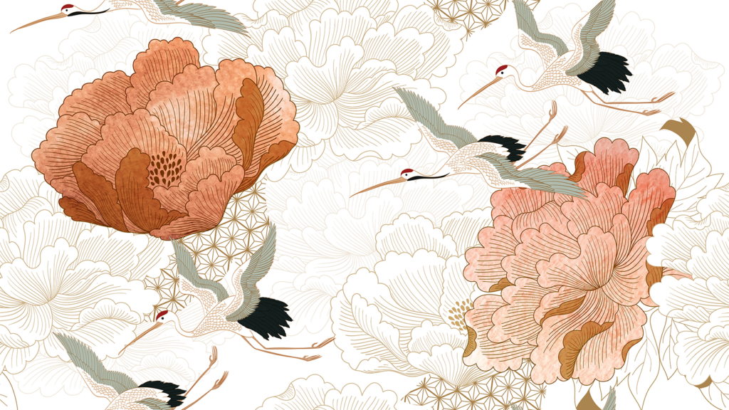 Fotobehang Woonkamer Japaneese floral