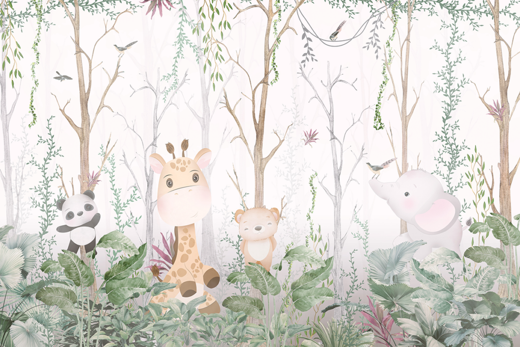Fotobehang Kinderkamer Vriendjes in het bos