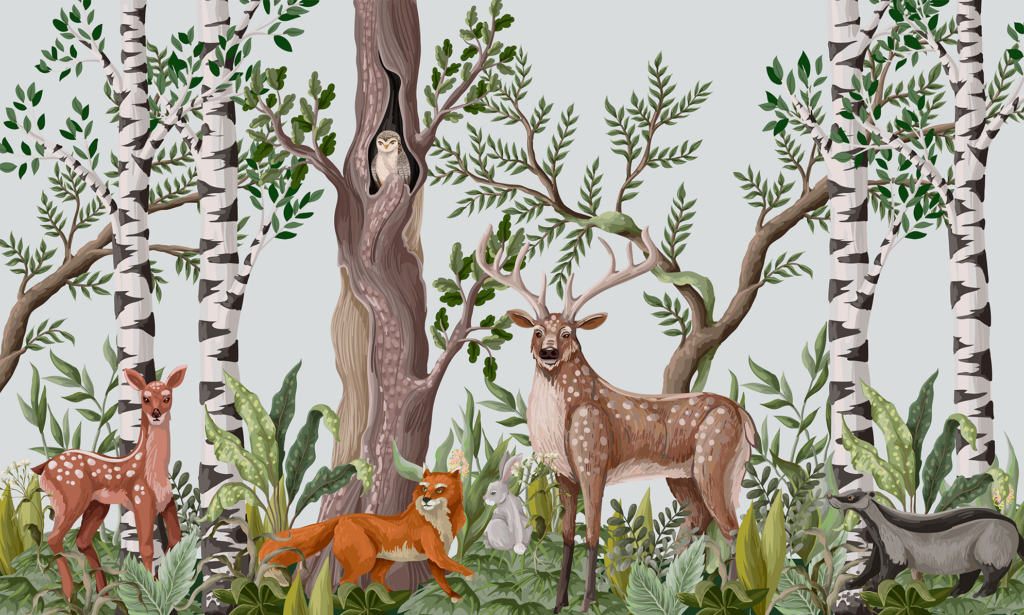 Fotobehang Kinderkamer Bos vriendjes