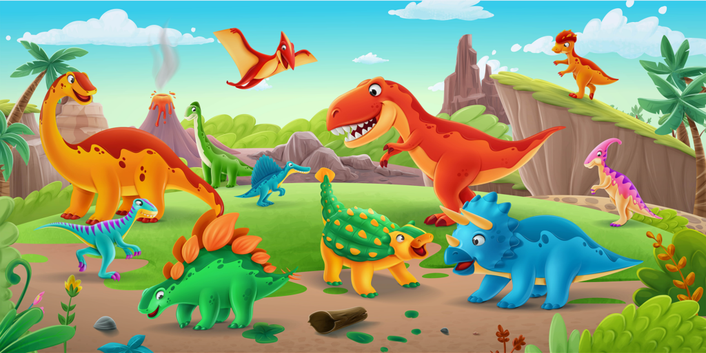 Fotobehang Kinderkamer Dinosaurus familie
