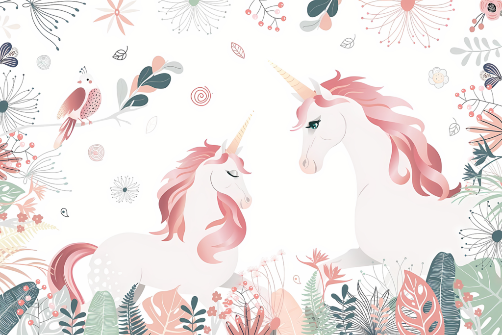 Fotobehang Kinderkamer Pink unicorns