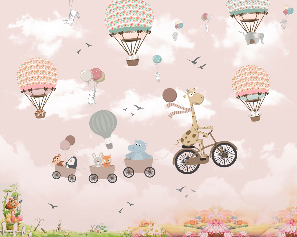Fotobehang Kinderkamer Flying bike ride