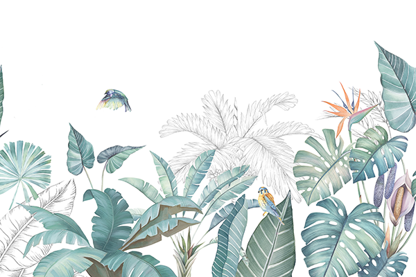 Woonkamer-Soft-Jungle-Handgetekend-Tropisch-Behang